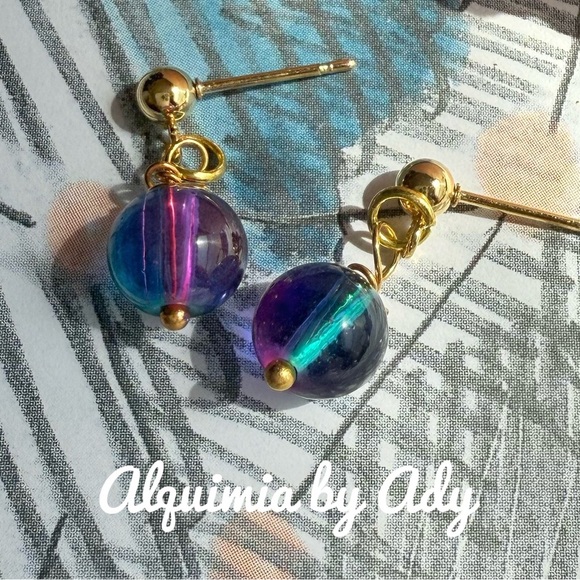 Alquimia Blue Dangle Earrings with Intricate Design - Picture 1 of 1